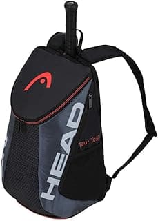 HEAD Tour Team Tennis Backpack 2 Racquet Carrying Bag w/Padded Shoulder Straps & Shoe Compartment - Black/Grey.