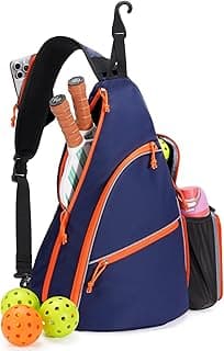 sportsnew Pickleball Bag for Men Women, Pickleball Sling Bag with Separate Paddle & Ball Compartment, Fence Hook, Phone Pocket for Quick Access, Waterproof Pickleball Backpack, Patent Pending