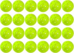 WJX Pickleball Balls 24 Pack, 40-Hole Outdoor Pickleballs, Durable Injection-Molded Training Balls, Outdoor Pickleball Set, Official Size & Weight