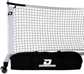 Dominator Standard Portable Pickleball Net - Indoor/Outdoor Regulation Pickleball Net - USAPA Compliant Pickleball Net on Wheels - System Includes Rolling Storage Bag & Locking Wheels