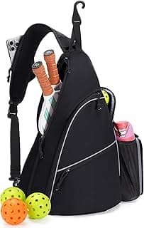 sportsnew Pickleball Bag for Men Women, Pickleball Sling Bag with Separate Paddle & Ball Compartment, Fence Hook, Phone Pocket for Quick Access, Waterproof Pickleball Backpack, Patent Pending