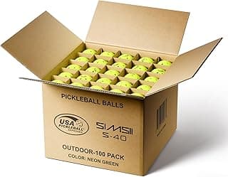 S-40 Outdoor Pickleball Balls - 40 Holes, Approved by The USAPA - Durable PE Material, Seamless Construction, Tournament Grade, 3/12/40/100 Pack - Pickleballs