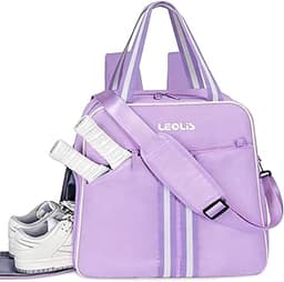 Pickleball Bag Pickle Ball Backpack for Women,Pickleball Accessory Tote Sport Equipment Bag Machine Washable with Shoe Compartment,Wet Pocket,Adjustable Shoulder Strap Fence Hook,Great Gift 30L-Purple