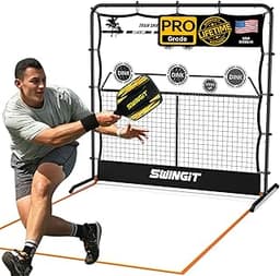 Portable Pickleball Rebounder Net with Kitchen Lines System, Solo Training Net System for Dinks, Volleys & Drives, Accuracy Trainer with Carry Bag, for Backyard, Driveway, Garage