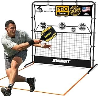 Portable Pickleball Rebounder Net with Kitchen Lines System, Solo Training Net System for Dinks, Volleys & Drives, Accuracy Trainer with Carry Bag, for Backyard, Driveway, Garage