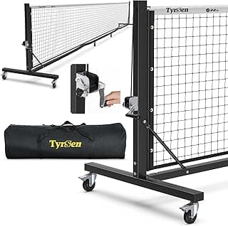 Pro Pickleball Net Tournament 22ft - Hand Crank Tension System, Anti-Sag Heavy-Duty Frame with Locking Wheels, Easy Setup, Includes Carry Bag, for Indoor/Outdoor Courts