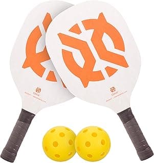 Recruit by Onix Pickleball Starter Set - Includes Two Poplar Wood Paddles and Two Yellow Balls
