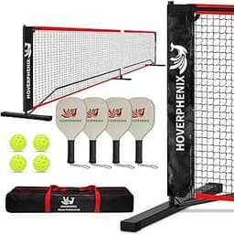 Pickleball Net for Driveway, Portable Pickleball Net System with Regualtion Size 22FT Pickle Ball Net, Outdoor Pickleballs, Carry Bag, Weather Resistant Metal Frame
