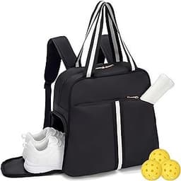 Pickleball Bag for Women Men, Large Pickleball Backpack with Shoe Compartment, Pickle Ball Bag with Paddle Cover Pocket Holds 2 Paddles