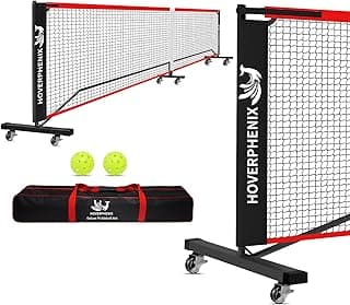 Hoverphenix Portable Pickleball Net for Driveway, 22FT Regularion Size Pickle Ball Net Set for Indoor and Outdoor Use, Weather Resistant Metal Frame