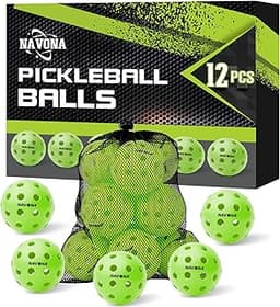 Navona 12 Pack Premium 40-Holes Green Outdoor Pickleball Balls, Meet USAPA Official Requirement, Pickleball Ball Outdoor, High Bounce True Flight, Durable Pickle Ball Set