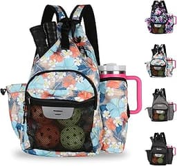 ZOEA Pickleball Backpack Bag for Men Women, Fits 40oz Tumbler, Holds 4 Paddles with Fence Hook, Waterproof Reflective, 7 Pockets Convertible Straps