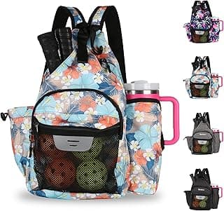 ZOEA Pickleball Backpack Bag for Men Women, Fits 40oz Tumbler, Holds 4 Paddles with Fence Hook, Waterproof Reflective, 7 Pockets Convertible Straps