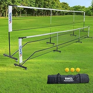 Pro Pickleball Net Portable with Wheels – 22ft Heavy Duty Pickleball Net System with Sturdy Aluminum Frame for Outdoor & Indoor – Nylon Net & Carrying Bag for Pickleball, Tennis, Badminton