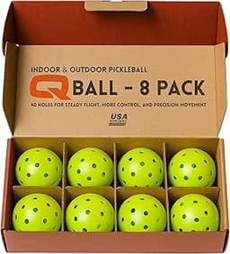 QRANC Pickleball Balls Indoor & Outdoor USAPA Approved, 40 Holes Per Ball, 8 Pack, Neon Green, Pickle Ball Gear Accessories
