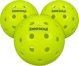 beesoul 3-Pack Premium Pickleball Balls, Outdoor 40-Hole Balls for Consistent Bounce, One-Piece Seamless Design, Built for All Skill Levels