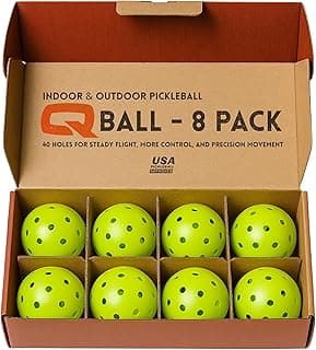 QRANC Pickleball Balls Indoor & Outdoor USAPA Approved, 40 Holes Per Ball, 8 Pack, Neon Green, Pickle Ball Gear Accessories